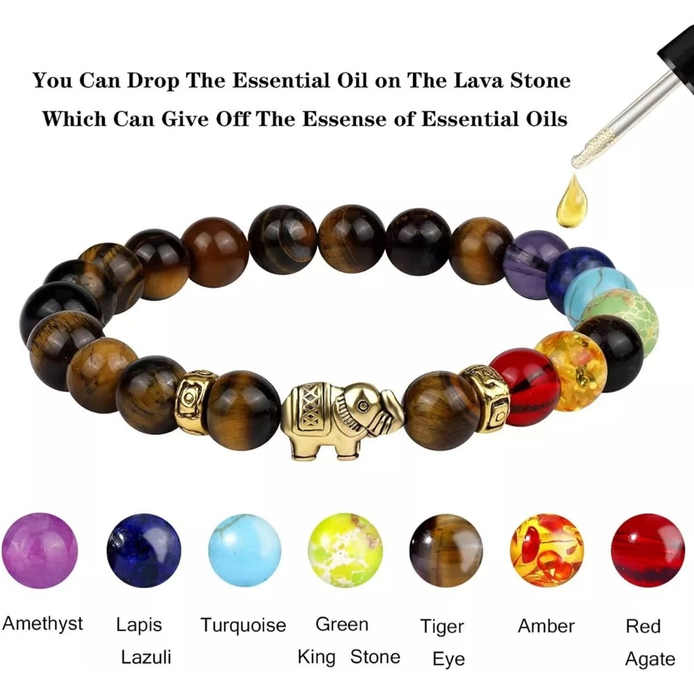 Healing Gemstone Beaded Bracelet for Men & Women 8mm Handmade Stretch Reiki MII1